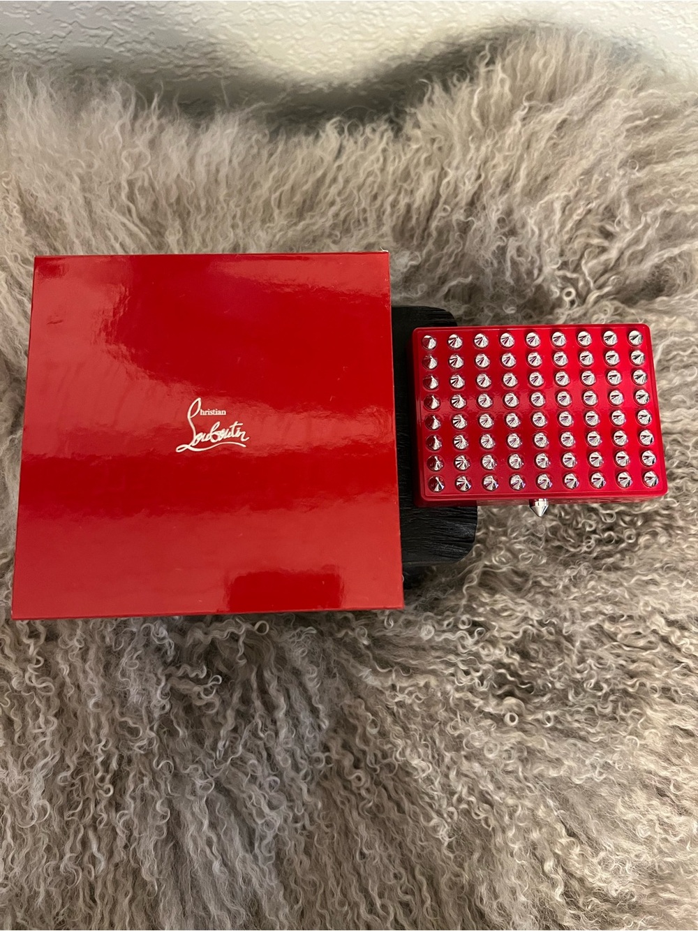 Christian Louboutin Red Studded Compact Clutch